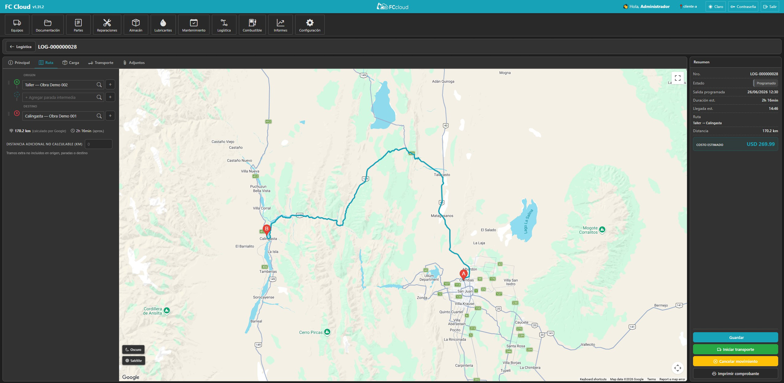 Programación de rutas: planificás traslados y recorridos de la flota.
